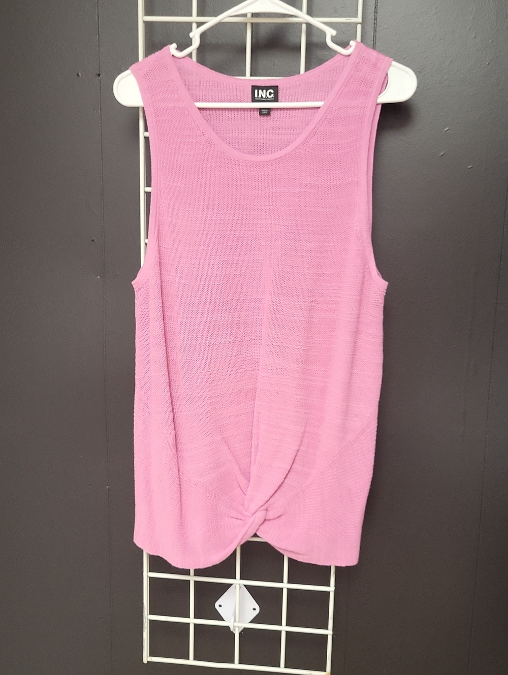 INC International Concepts Twist-Front Knit Tank in Light Pink, XL